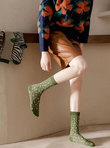 5 双女士多色个性丝袜，复古格子袜子，适合女性日常穿着休闲袜 - 彩色 - 查看 4