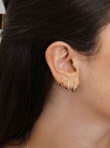 6pcs 14K Gold Plated Cubic Zirconia Ear Cuff Earrings Set, Hypoallergenic Earrings For Women - 6 Pcs-earrings Set - View 5