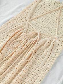 Sexy Backless Sheer Slit Camisole Dress Swimsuit Cover Up, Summer Vacation Dress - Apricot - View 9