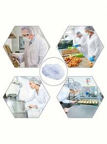 100 pièces de charlotte de protection jetable respirante pour le service alimentaire et la cuisine, réseau capillaire non tissé avec bande élastique en - Multicolore - Voir 3