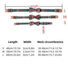 2 件套圣诞宠物配饰，英国风格红绿格子宠物领结项圈，圣诞格子玫瑰金扣领结项圈