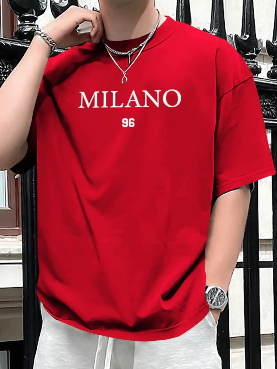 MILANO Men's Printed Short Sleeve Summer T-Shirt - Đỏ - Xem 1