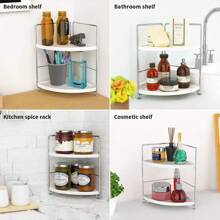 1 件扇形角落搁架单元、储物架、书架、浴室洗发水化妆品收纳架、浴室配件、家庭/办公室装饰展示架 - 彩色 - 查看 4
