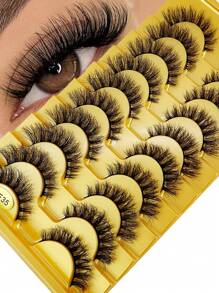 HBZGTLAD 10 对柔软蓬松自然纤长 3D 水貂假睫毛化妆套装，水貂睫毛延长睫毛条，睫毛，睫毛，假睫毛 - 自然纖長款 - 查看 1