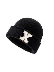 1 pieza Gorro de punto para niños con 26 letras del alfabeto, gorro de punto personalizado cálido para bebés e infantes, adecuado para uso diario de niños y niñas
