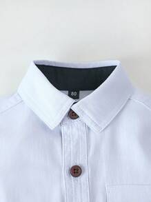 1 Stück Kleinkind Lässig Weißes Langarmhemd aus Jacquard-Gewebe, Frühling/Herbst, 6 Monate - 36 Monate