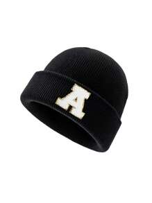 1 pieza Gorro de punto para niños con 26 letras del alfabeto, gorro de punto personalizado cálido para bebés e infantes, adecuado para uso diario de niños y niñas