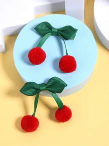 2 件蓝色女孩发饰罗缎丝带蝴蝶结鳄鱼夹配珍珠花优雅发夹幼儿女孩辫子蝴蝶结发夹儿童发饰 - 紅色 - 查看 7