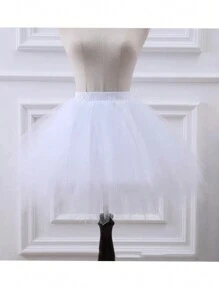 1pc European And American Style Colorful Tulle Skirt Petticoat, Asymmetrical Hem Sexy Skirt For Halloween Party