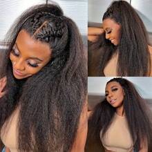 12A Kinky Straight Hair 1/3/4 Bundles Yaki Human Hair Weave Unprocessed Brazilian Virgin Remy Sew In Hair Extensions Natural Black - Natural Black - Xem 5