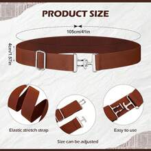1pc Fashion Alloy Equestrian Belt For Women, Adjustable Elastic Waistband Halloween Summer, School Fall, Autumn, Halloween - Black - View 11