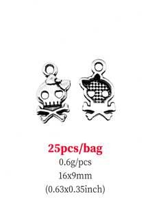 25pcs/Bag 16x9mm Bow Skull Charms For DIY Earring, Necklace, Bracelet, Keychain Making DIY Jewelry Making - Bowknot Skull - View 7