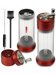 Molinillo manual de especias de metal de aluminio 5 en 1, soporte multifuncional de cono, máquina de liar cigarros con cepillo de limpieza - Multicolor - Ver 4