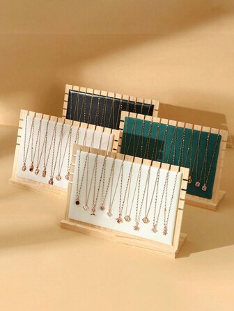 1 pieza Soporte de collar de madera creativo, exhibidor de joyas de moda para colgantes y cadenas, de vuelta a la escuela