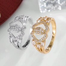 1 chiếc nhẫn Cubic Zirconia thời trang cao cấp phong cách Hàn Quốc để đeo hàng ngày, vừa vặn với ngón tay - nhẫn - Xem 1