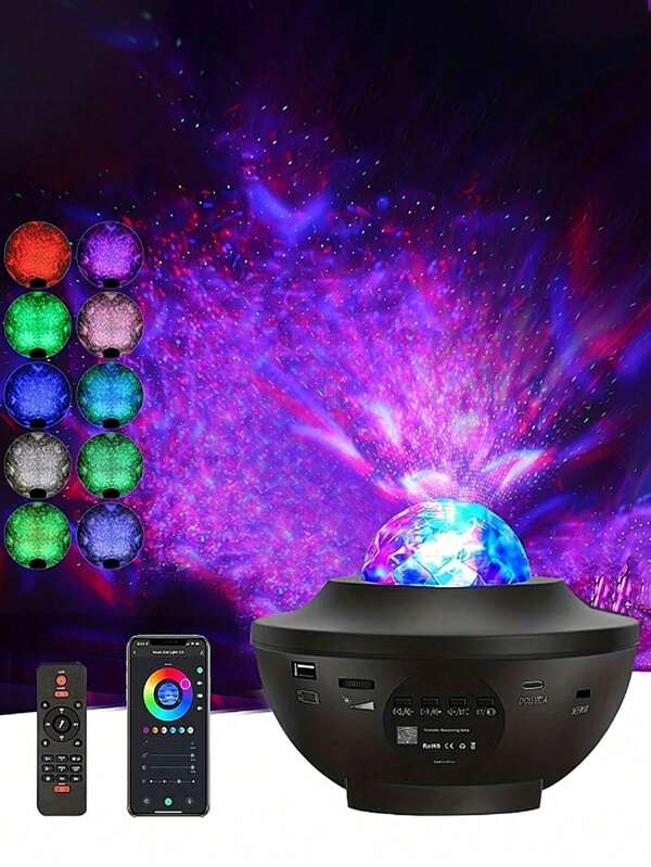 1pc LED Milky Way Star Projector With Nebula Moon Effect, Multi-Color Disco Light With Remote Control, USB-Powered Countertop Nightlight, Bedroom Home Decor, Christmas, Valentine's Day Gifts Ideal Choice