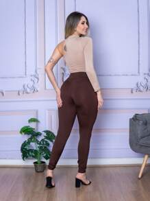 LLEVO Women Leggings - 摩卡棕 - 查看 7