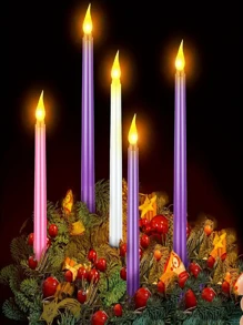 5PCS,LED Flameless Candle Light, Christmas Flameless Candle Light, Pink Purple Candle Light, Holiday Advent Ceremony, Holiday Decoration, Christmas Decoration, Gift Christmas Decor Christmas Gift Thanksgiving Christmas Tree Decor Ornaments Christmas Light Bedroom Decor Home Decor Party Decor Holiday Festival Room Decor
