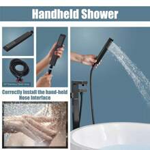 Freestanding Bathtub Faucet Bathtub Filler Floor Standing Bathtub Faucet Single Handle Brass Faucet High Flow Shower Faucet With Hand Shower Rust-Proof Surface - Matte Black - View 5