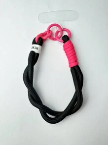 1 件时尚短款双色编织链锁尼龙腕带手机挂绳适用于 11 12 13 14 15 Pro Max 兼容三星送给母亲、家人、朋友、生日、节日的礼物手机挂饰、手机链 - 彩色 - 查看 18