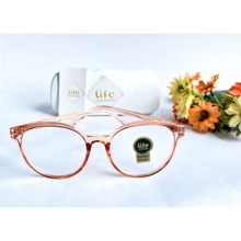 Degree +0.50 To +4.00 Glasses Frame Oval Bright Orange Transparent Reading - Orange - View 2