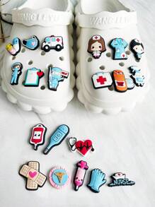 20 件/套护士系列鞋饰，适用于木屐吉格泡泡拖鞋凉鞋，PVC 鞋装饰配件，圣诞节生日礼物，派对礼物 - 彩色 - 查看 5