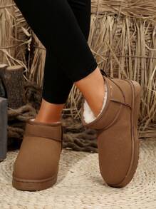 Damen Winter Neu Nordost Dicke Schnee Stiefel, kurzer Schaft Stiefel, neue Winter Plüsch Student Stiefel, dicke Sohle weiche Stiefel - Braun - Übersicht 4