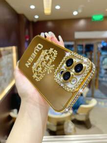 1 件水钻电镀激光雕刻皇冠 TPU 手机壳适用于 16/16 Pro/16 Pro Max/XR/XS Max/11/11 Pro/11 Pro Max/12/12 Pro/12 Pro Max/13/13 Pro/13 Pro Max/14/14 Pro/14 Pro Max/15/15 Pro/15 Plus/15 Pro Max，保护套防水防震防摔防刮 - 雙排鑽皇冠殼 - 查看 7