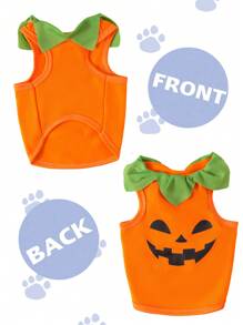1 pezzo Gilet casual e caldo con stampa grafica a faccia di zucca, adatto per l'uso interno ed esterno per gatti e cani