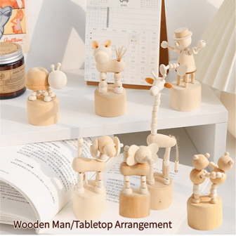 1pc Wooden Desktop Figurine Small Animal Decor For Student Room, Bedroom, Living Room, Officebaby Shower Family Decorations Gifts