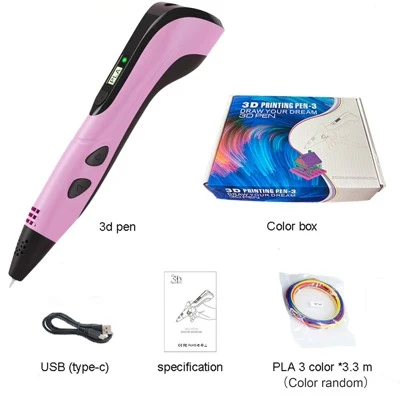 3D打印笔 智能高温3D涂鸦绘图PLA绘画DIY艺术立体创作3D笔 圣诞节、万圣节和感恩节礼物、生日礼物