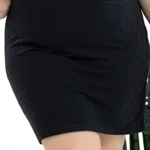 Plus Size Molecotom Dress With Shine - Casual And Chic For Summer 41124A - 黑色 - 查看 4