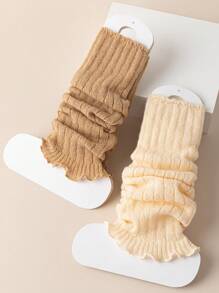 6pairs Women Assorted Color Striped Versatile Warm Knee-High Leg Warmers, Autumn Winter Spring - 彩色 - 查看 6