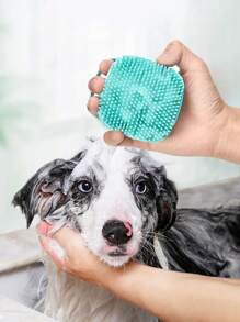 1pc Cat/Dog Lover Gift And Dog/Cat Mom Love Pet Grooming Tool, Multi-Functional Silicone Scrubber For Bathing, Massage, Gentle On Skin