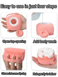 1pc Cat/Dog Lover Gift And Dog/Cat Mom Love Pet Grooming Tool, Multi-Functional Silicone Scrubber For Bathing, Massage, Gentle On Skin