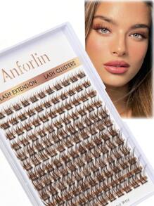 132pcs Brown & Black Eyelash Clusters, D Curl, 0.07D Handmade Lashes, Lightweight & Durable, Suitable For Beginners To Use At Home Or Outdoor, Applicable For Daily Life, Wedding, Date, Party, Music Festival, Halloween And Other Occasions - D - View 4