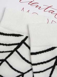 4 đôi tất nam màu đen và trắng, họa tiết mạng nhện Halloween, được cá nhân hóa cho hoạt động thể thao ngoài trời dành cho nam - Nhiều màu - Xem 4