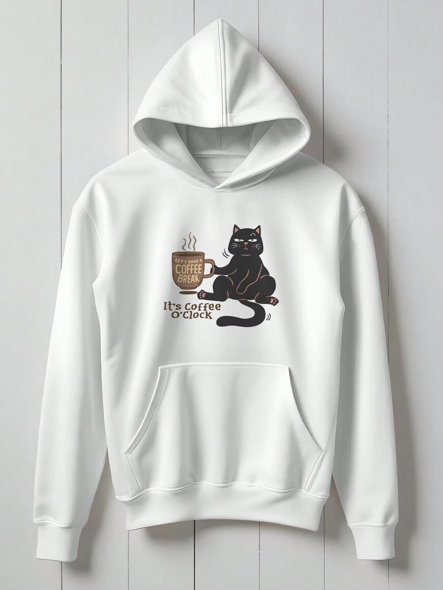 Angry Cat Sweatshirt Blouse Coffee Kitten Caffeine  1995 Flow Fx - White - View 1