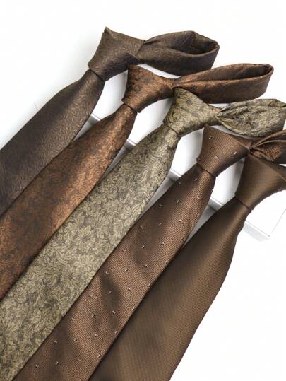 1 件手工制作的深咖啡色领带，适合休闲、商务和街头男士领带