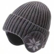 1pc Solid Color Street Party Casual Pure Polyester Embroidery Knit Thick Warm Beanie Hat, Autumn/Winter - Multiple Colors - View 6