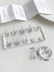 Soporte para práctica de arte de uñas con punta larga de acrílico y cristales, decoración de uñas vintage de flores de resina y cristal, uso en casa y salón, adecuado para madres, hermanas, esposas, amantes, bodas