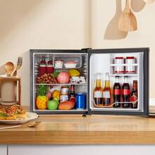 1.6 Cu. Ft Mini Fridge With Freezer, Small Compact Size Refrigerator For Bedroom, Removable Shelve, 7-Temperature Control For Home, Office