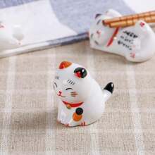 1/2 Pacotes Conjunto Suporte de Hashi para Gato, Descanso de Hashi Estilo Japonês Porcelana Gato da Sorte, Descanso de Colher Cerâmica, Hashi, Garfo, Faca, Utensílios de Mesa, Decoração de Casa e Cozinha, Presente, Suporte de Hashi, Colher, Garfo, Faca Estilo Japonês em Porcelana Cerâmica Gato da Sorte - Multicolorido - Visão 10