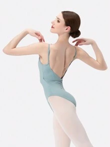 DonsGirl 1 Piece Women's Ballet Leotard, Adjustable Shoulder Straps, Slim Waist Design For Dance& Gymnastics Performance Training Outfit - 霧霾藍 - 查看 2