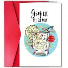 Thiệp Giáng sinh Merry & Bright Gin Pun - Lời chúc mừng ngày lễ vui nhộn cho bạn bè và gia đình, Thiết kế hoạt hình, Hoàn hảo cho văn phòng phẩm và bao bì quà tặng, Giáng sinh - Nhiều màu - Xem 1