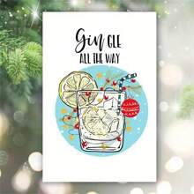 Thiệp Giáng sinh Merry & Bright Gin Pun - Lời chúc mừng ngày lễ vui nhộn cho bạn bè và gia đình, Thiết kế hoạt hình, Hoàn hảo cho văn phòng phẩm và bao bì quà tặng, Giáng sinh - Nhiều màu - Xem 3