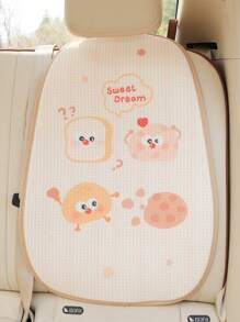 1pc Car Seat Cushion Cheese Cookies Cartoon Design, Breathable Anti-Slip - Khaki - View 11