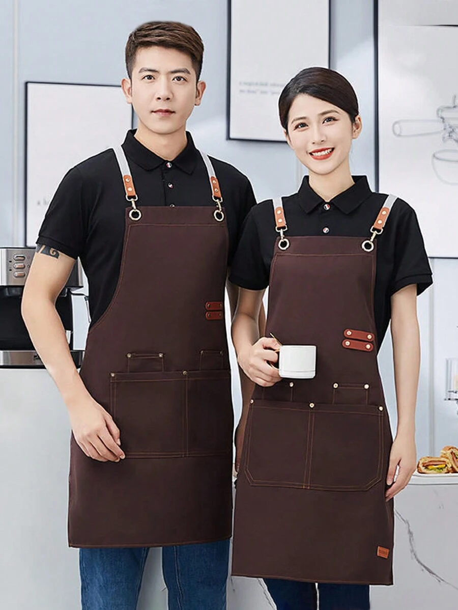 1pc Waterproof Apron, Catering Milk Tea Shop Apron, Barista Apron, Multi-Purpose Cleaning Anti-Fouling Apron, Chef Apron, Suitable For Home Cleaning, Kitchen, Restaurant