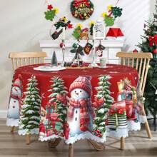 Vintage Christmas Tablecloth: Santa And Reindeer Design, Rectangular And Round, Waterproof, Durable, Suitable For Indoor And Outdoor Use - Multicolor - View 3