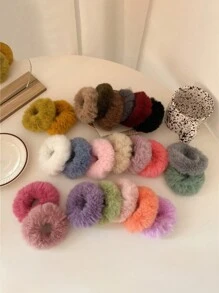 10pcs Women's Random Color Cute Plush Scrunchie Pink Purple Blue Green Multi-Color Autumn And Winter All-Match Hair Ties Suitable For Women To Tie Double Ponytails Elastic Band Elegant Warm Breathable High Ponytail Hair Tie Ponytail Braid Imitation Rabbit Fur Rubber Band Hair Accessories Headdress,Hair Elastics,Hair Rope Ponytail Holders, Hair Bobbles Head Accessories